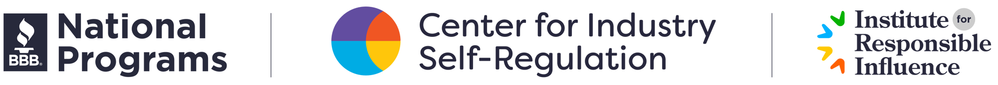 BBB National Programs, Center for Industry Self-Regulation, and Institute for Responsible Influence Logos